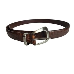 Greg Norman Mens Croco/Crocodile Full Grain Cowhide Brown Leather Belt Size 33